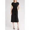 Nordstrom Tie Waist Midi Dress In Black