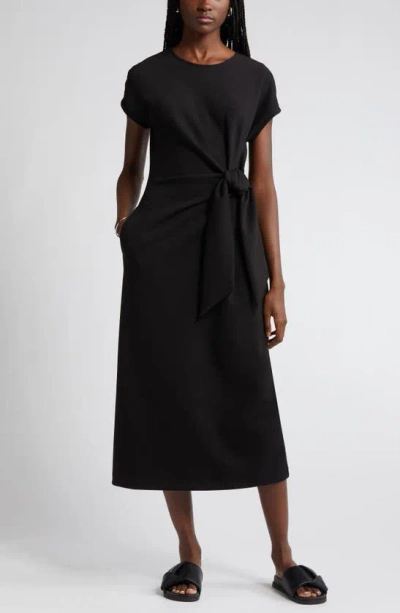 Nordstrom Tie Waist Midi Dress In Black