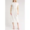 Nordstrom Tie Waist Midi Dress In Ivory Cloud