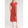 Nordstrom Tie Waist Midi Dress In Rust Spice