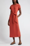 Nordstrom Tie Waist Midi Dress In Rust Spice