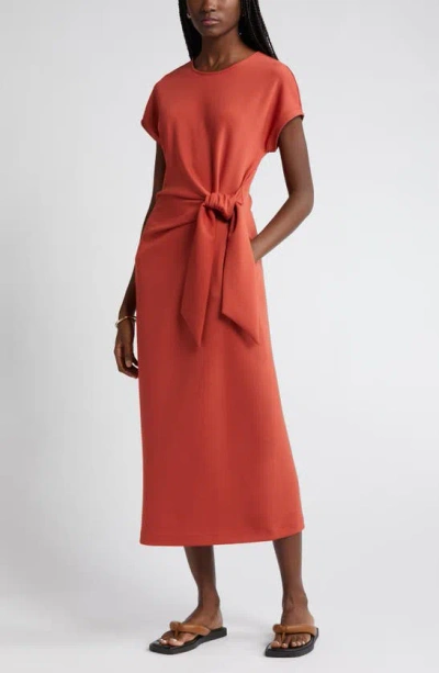 Nordstrom Tie Waist Midi Dress In Rust Spice