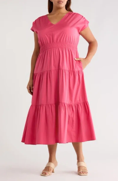 Nordstrom Tiered Cotton Poplin Dress In Pink