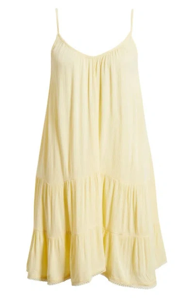 Nordstrom Tiered Crinkle Cover-up Dress In Yellow