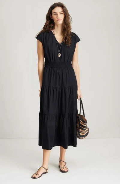 Nordstrom Tiered Poplin Maxi Dress In Black