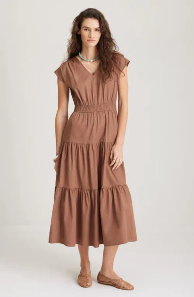 Nordstrom Tiered Poplin Maxi Dress In Brown