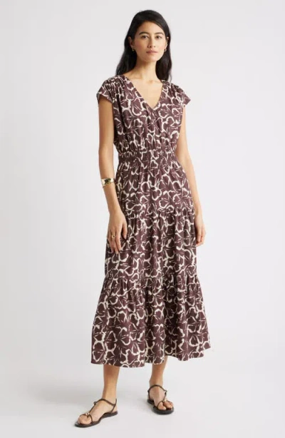 Nordstrom Tiered Poplin Maxi Dress In Brown