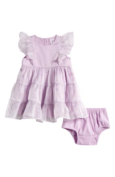 Nordstrom Babies'  Tiered Ruffle Dress & Bloomers In Purple Petal