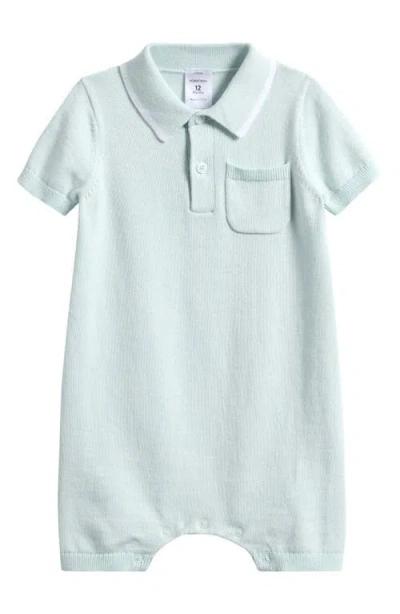 Nordstrom Babies'  Tipped Cotton Sweater Romper In Blue Wander