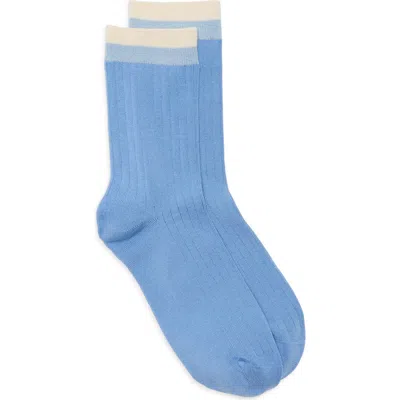 Nordstrom Tipped Wide Rib Dress Socks In Blue