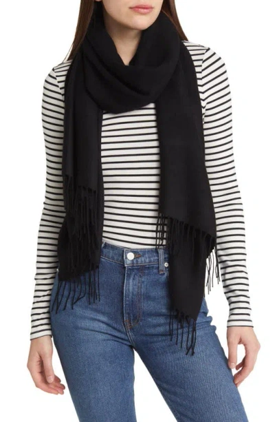 Nordstrom Tissue Weight Wool & Cashmere Scarf In Black