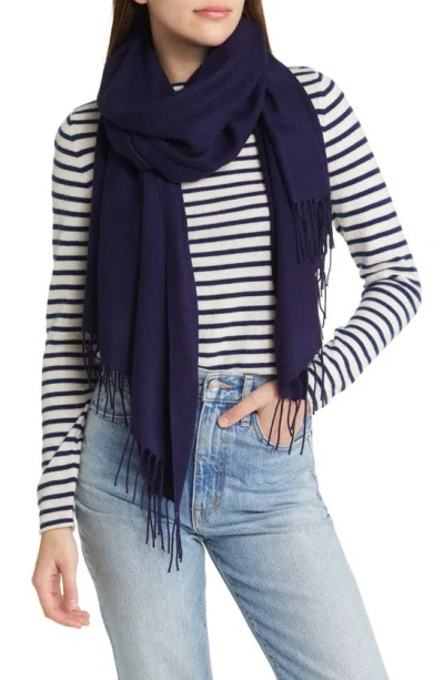 Nordstrom Tissue Weight Wool & Cashmere Scarf In Navy Evening