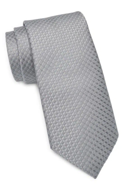 Nordstrom Tolbert Textured Solid Silk Tie In Silver