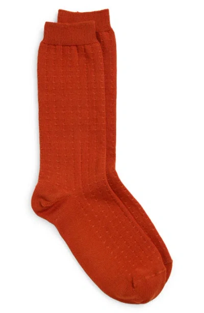 Nordstrom Tonal Dot Crew Socks In Rust Adobe
