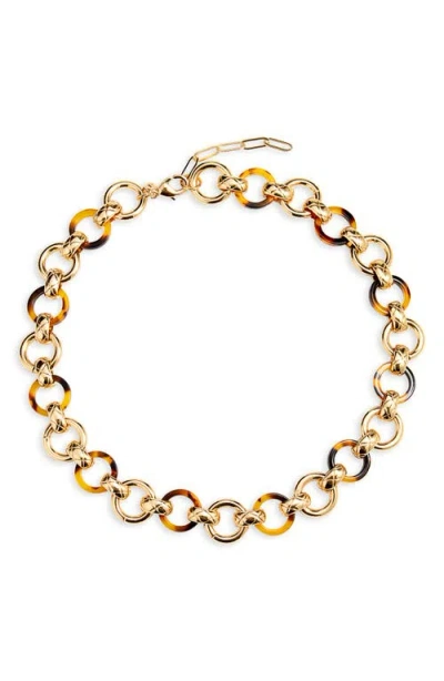 Nordstrom Tortoiseshell Pattern Bold Rolo Chain Necklace In Tortoise- Gold