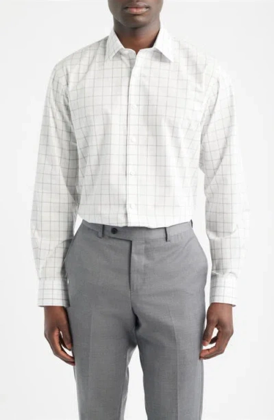 Nordstrom Traditional Fit Check Non-iron Cotton Dress Shirt In White