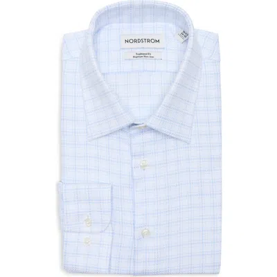 Nordstrom Traditional Fit Check Premium Non-iron Cotton Dobby Dress Shirt In White