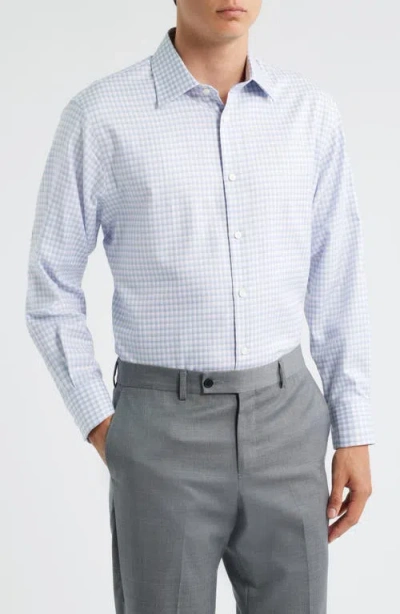 Nordstrom Traditional Fit Check Premium Non-iron Cotton Dress Shirt In Blue