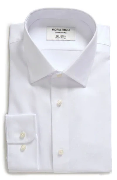 Nordstrom Traditional Fit Cotton Oxford Dress Shirt In White Royal Oxford