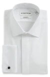 Nordstrom Traditional Fit Non-iron White Cotton Tuxedo Shirt In White Steven Texture