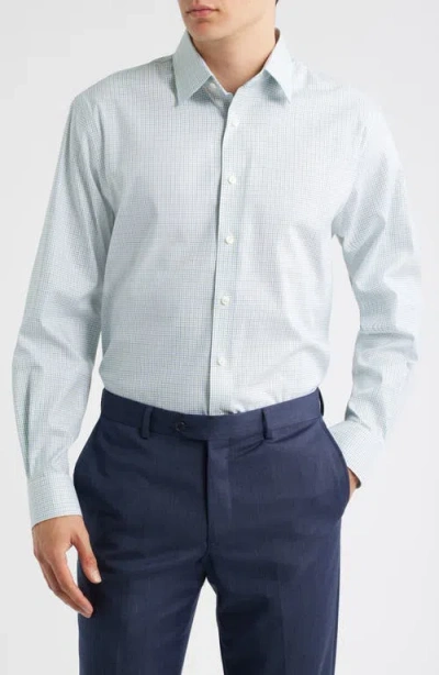Nordstrom Traditional Fit Plaid Premium Performance Dress Shirt In Blue