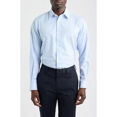 Nordstrom Traditional Fit Stripe Premium Non-iron Cotton Dress Shirt In Blue
