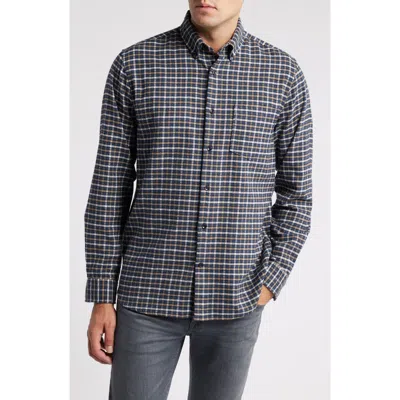 Nordstrom Trim Fit Plaid Flannel Button-down Shirt In Navy- Grey Joshua Check