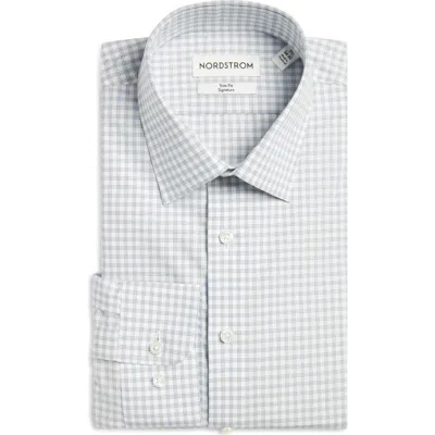 Nordstrom Trim Fit Check Non-iron Cotton Dress Shirt In Gray