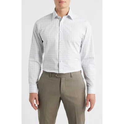 Nordstrom Trim Fit Check Non Iron Cotton Dress Shirt In White
