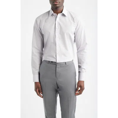 Nordstrom Trim Fit Check Non-iron Cotton Dress Shirt In White
