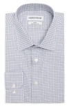 Nordstrom Trim Fit Check Premium Non Iron Cotton Dress Shirt In Blue