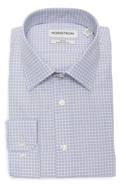 Nordstrom Trim Fit Check Premium Non Iron Cotton Dress Shirt In Multi