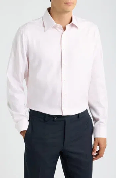 Nordstrom Trim Fit Check Premium Non-iron Cotton Dress Shirt In Pink