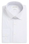 Nordstrom Trim Fit Check Premium Performance Dress Shirt In Purple Ghost Grid