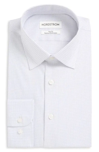 Nordstrom Trim Fit Check Premium Performance Dress Shirt In Purple Ghost Grid