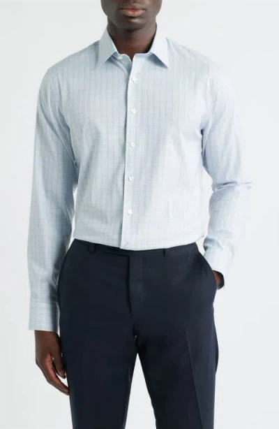 Nordstrom Trim Fit Check Premium Performance Twill Dress Shirt In Blue