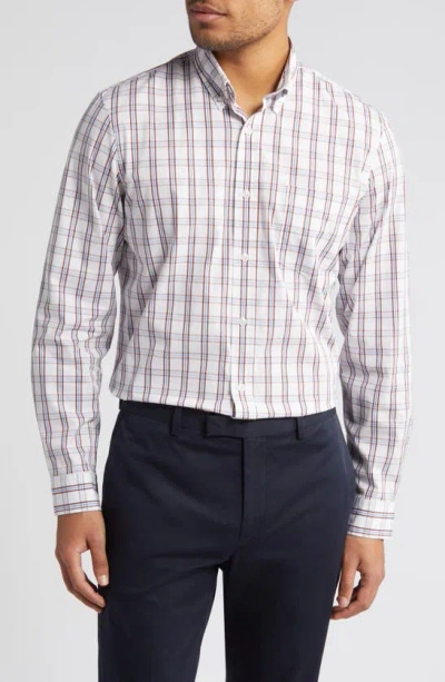 Nordstrom Trim Fit Check Stretch Button-down Shirt In White Tattersall Plaid