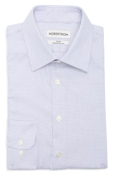 Nordstrom Trim Fit Dash Stripe Premium Non Iron Cotton Dress Shirt In White