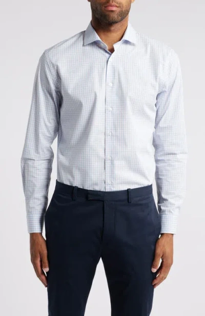 Nordstrom Trim Fit Easy Care Shadow Check Cotton Dress Shirt In Blue Glass Elias Pat