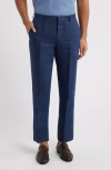 Nordstrom Trim Fit Flat Front Linen Dress Pants In Navy Blazer