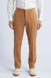 Nordstrom Trim Fit Flat Front Lyocell Blend Chinos In Brown Saddle