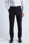 NORDSTROM TRIM FIT FLAT FRONT STRETCH WOOL DRESS PANTS