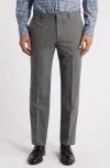 Nordstrom Trim Fit Flat Front Stretch Wool Dress Pants In Grey Charcoal