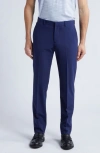 NORDSTROM TRIM FIT FLAT FRONT STRETCH WOOL DRESS PANTS