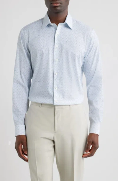 Nordstrom Trim Fit Floral Premium Performance Twill Dress Shirt In Blue