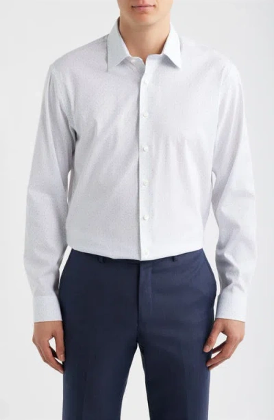 Nordstrom Trim Fit Floral Premium Performance Twill Dress Shirt In White