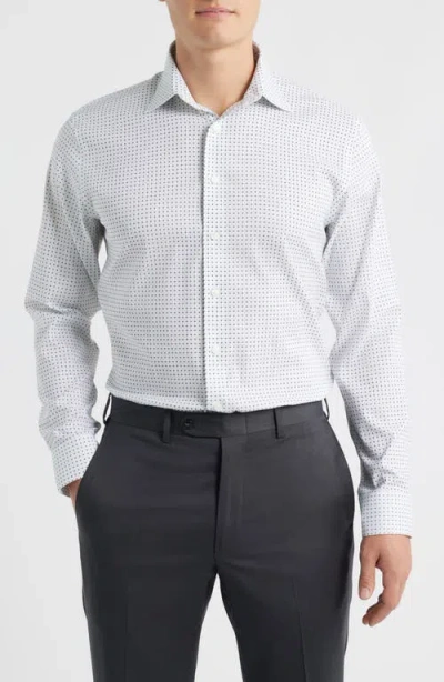 Nordstrom Trim Fit Geometric Print Premium Performance Twill Dress Shirt In White