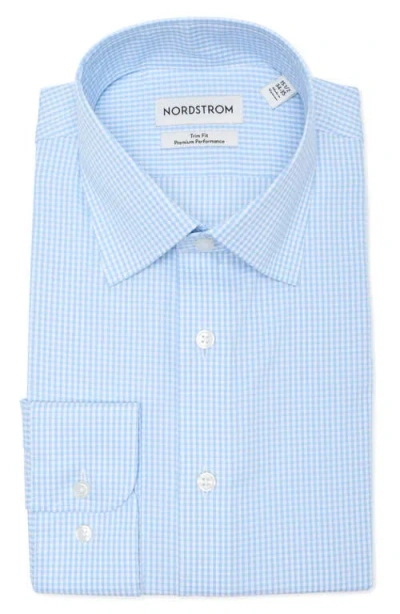 Nordstrom Trim Fit Gingham Premium Performance Dress Shirt In Blue Gingham Check