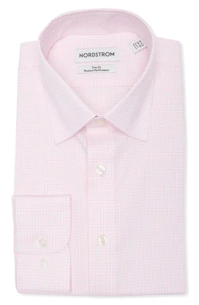 Nordstrom Trim Fit Gingham Premium Performance Dress Shirt In Pink Gingham Check