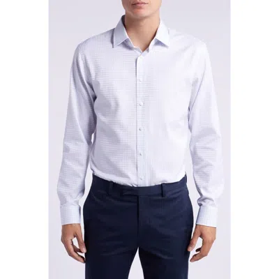 Nordstrom Trim Fit Grid Dress Shirt In White- Grey Twill Grid